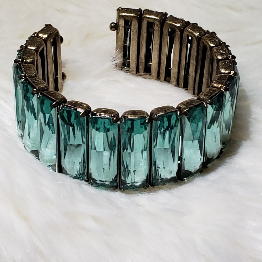 Blue Rhinestone Cuff Bracelet.